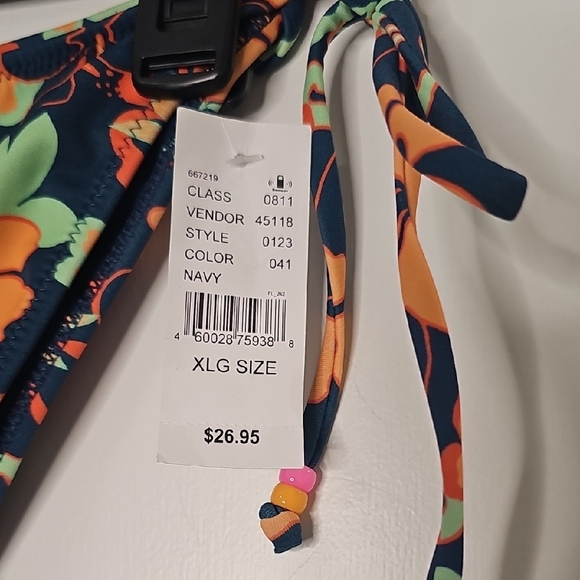 PacSun Floral Bikini Bottom - Navy and Orange - Picture 2 of 3